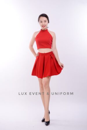 Cho thuê váy ngắn cổ động đỏ