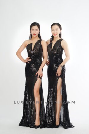 Cho thuê váy dài sequine đen