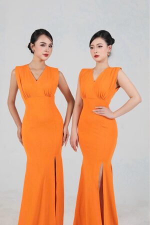 Váy dạ hội cam sát nách