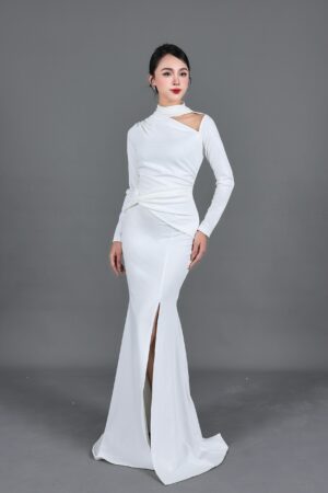 Váy dạ hội trắng dài tay